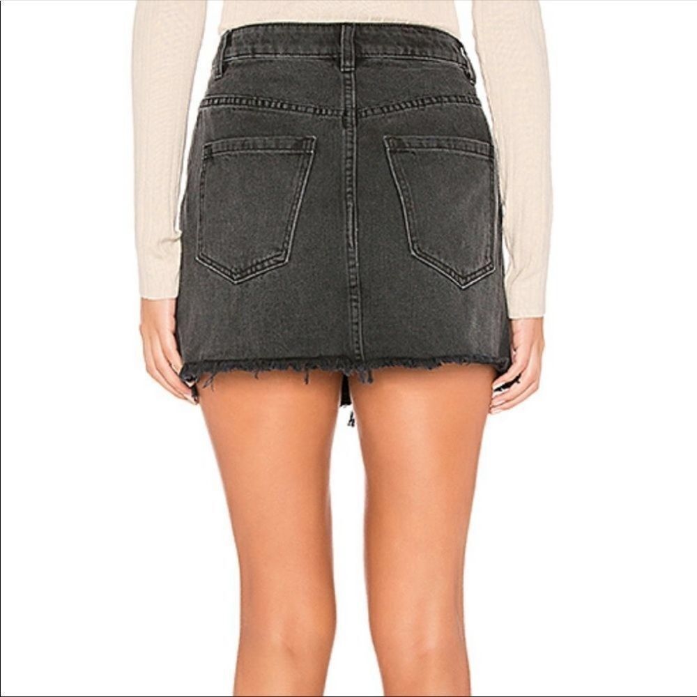 FREE PEOPLE | WE THE FREE Zip Front Denim Jean Mini Skirt Black Gray Women’s 28 - Picture 3 of 10